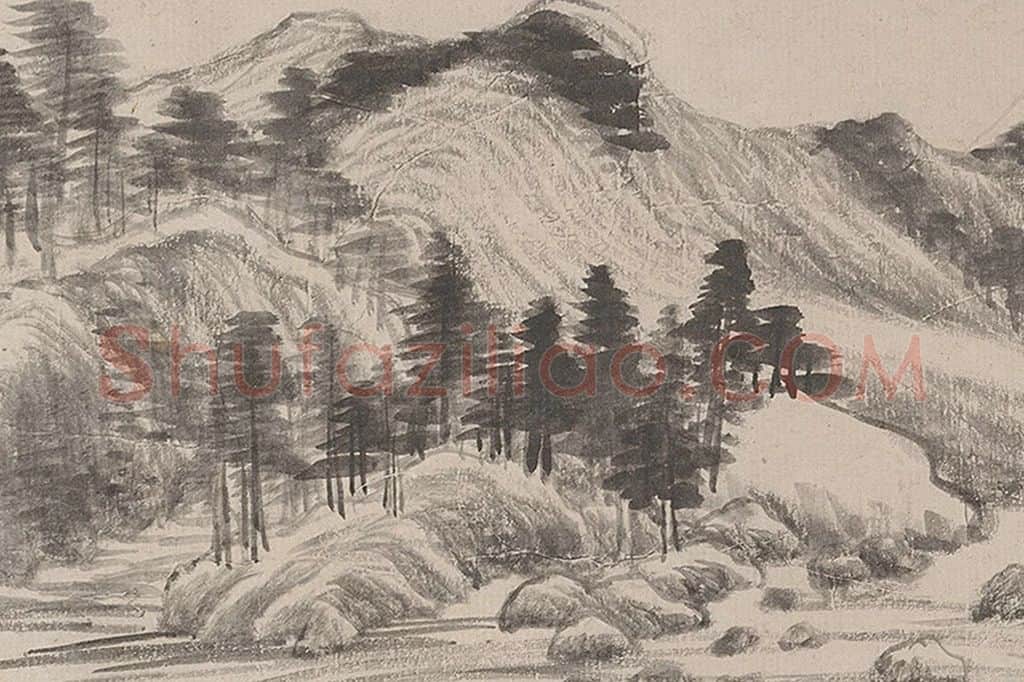 董其昌山水画《荆溪招隐图》局部 (3)