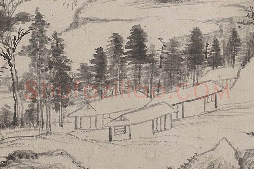 董其昌山水画《荆溪招隐图》局部 (5)