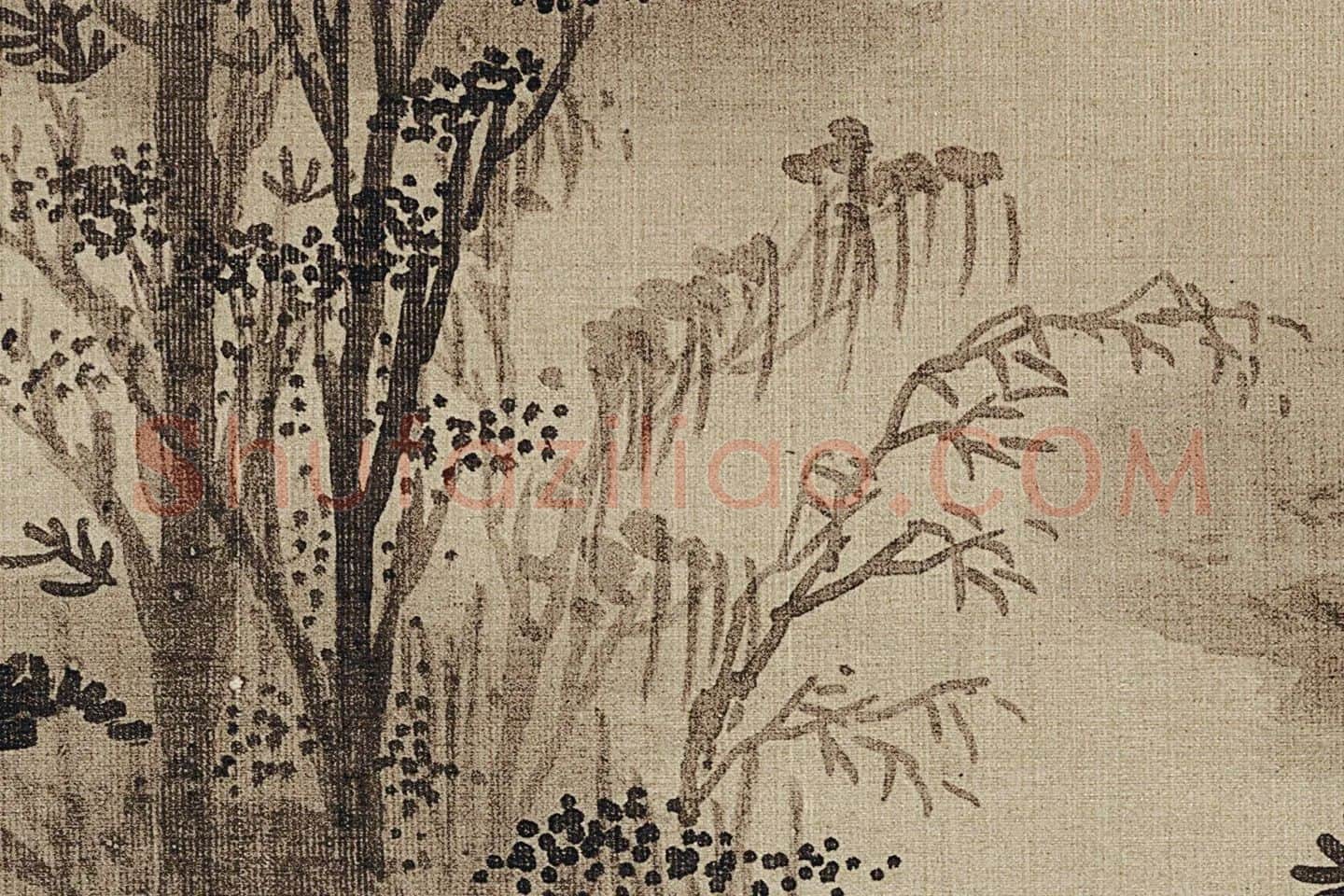 陈继儒山水画《云山幽趣图》高清大图局部 (3)