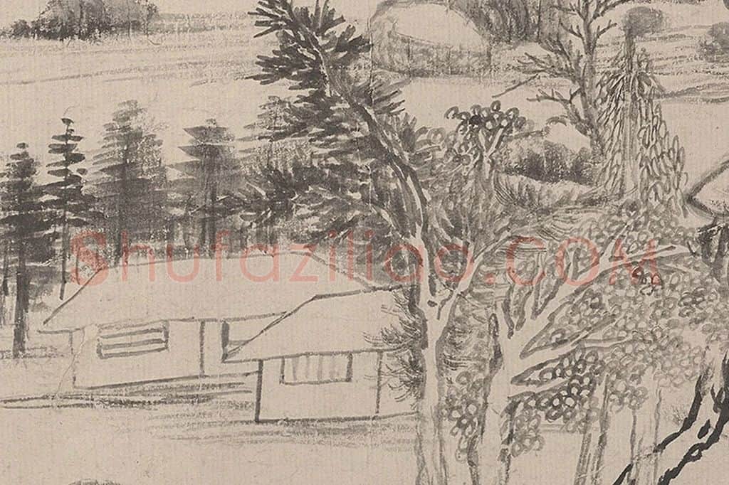董其昌山水画《荆溪招隐图》局部 (6)