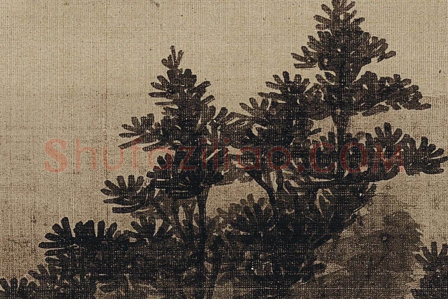 陈继儒山水画《云山幽趣图》高清大图局部 (4)