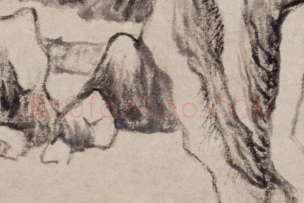 董其昌水墨山水画《佘山游境图》局部 (7)