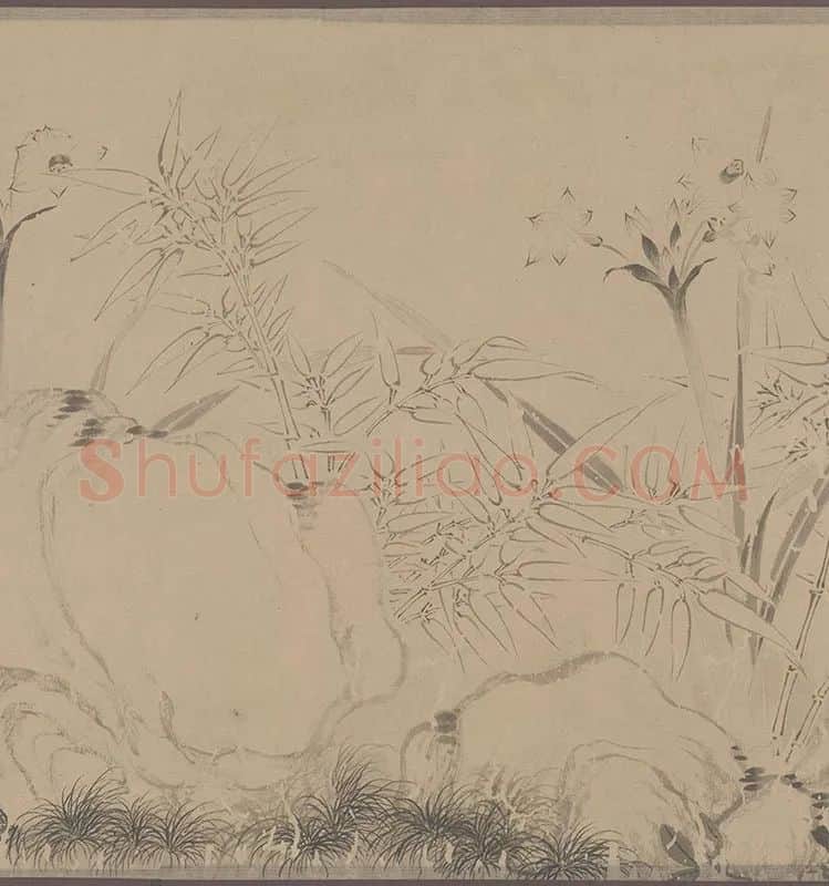 国画水仙花-周天球水仙图卷全卷_08