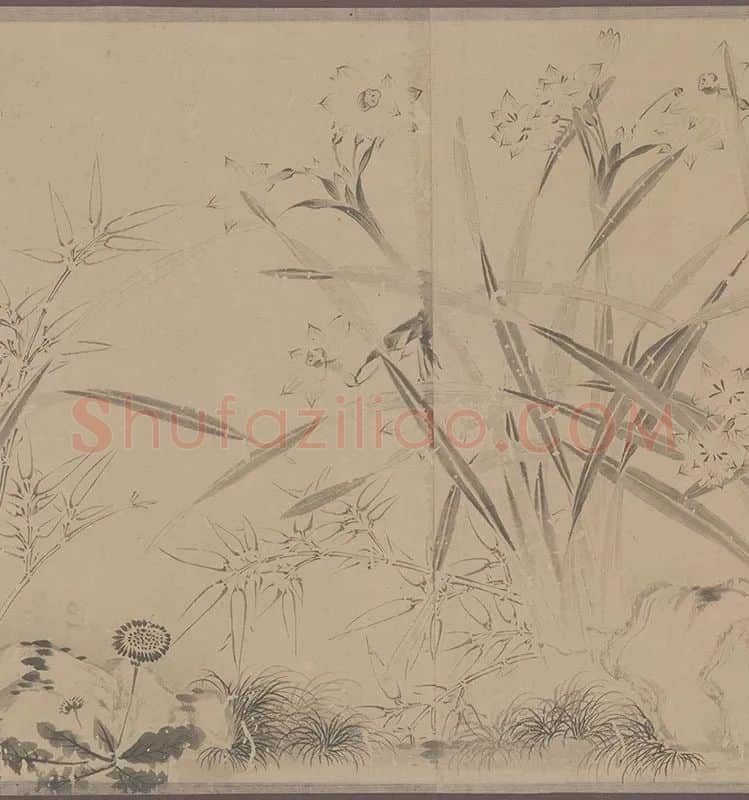 国画水仙花-周天球水仙图卷全卷_09