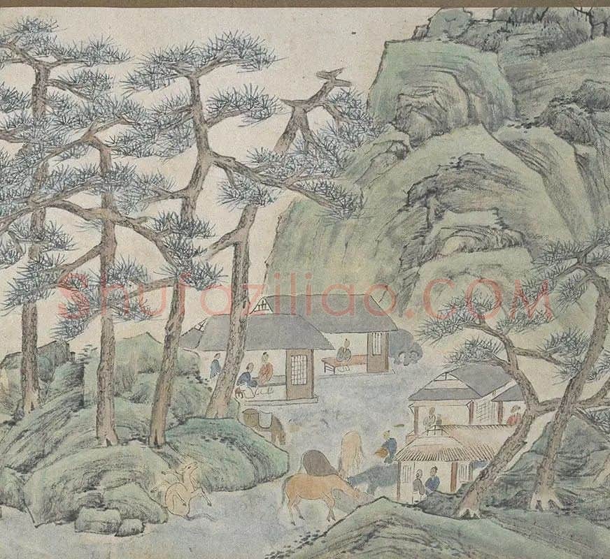 萧云从山水画长卷《秋山行旅图》_13