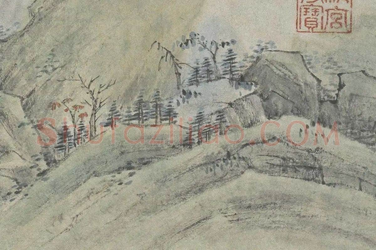 萧云从山水画长卷《秋山行旅图》局部细节 (3)
