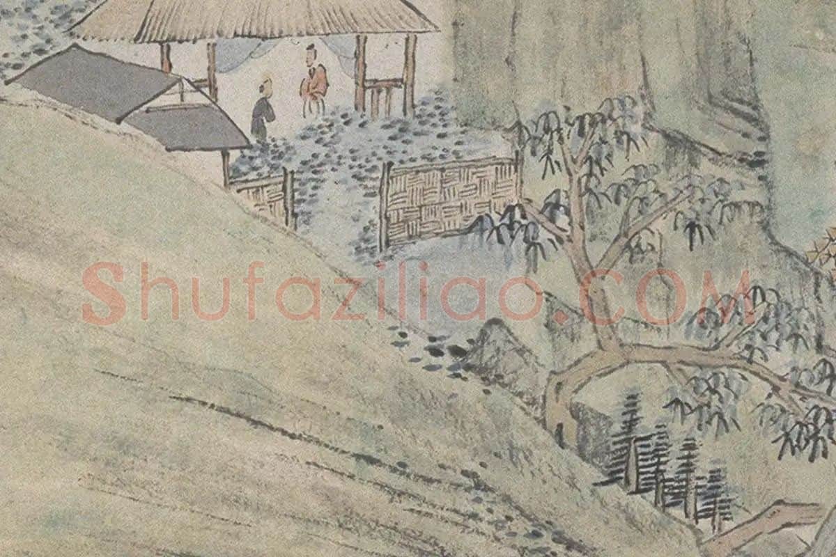 萧云从山水画长卷《秋山行旅图》局部细节 (5)