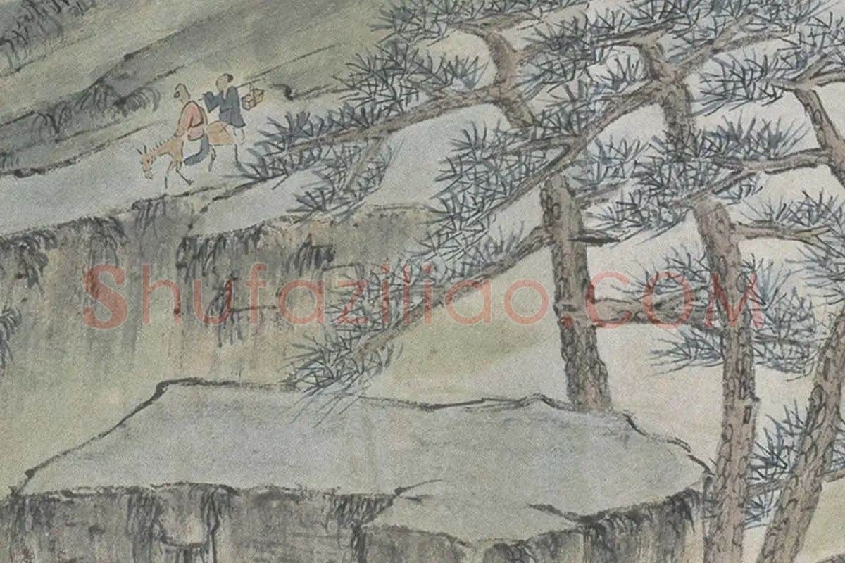 萧云从山水画长卷《秋山行旅图》局部细节 (7)