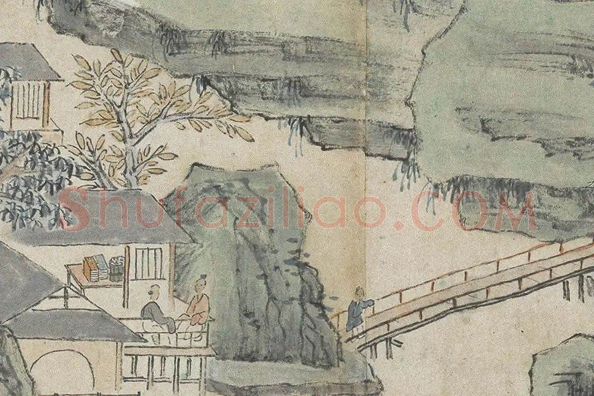 萧云从山水画长卷《秋山行旅图》局部细节 (8)