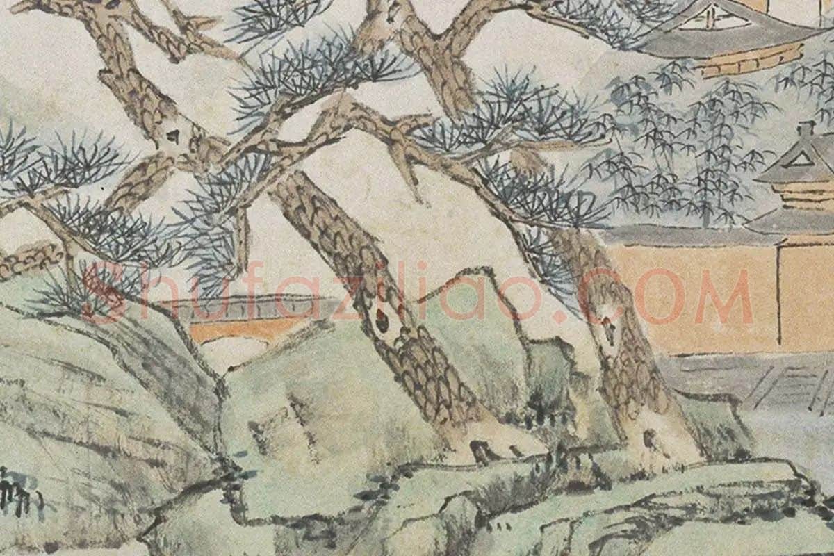 萧云从山水画长卷《秋山行旅图》局部细节 (10)