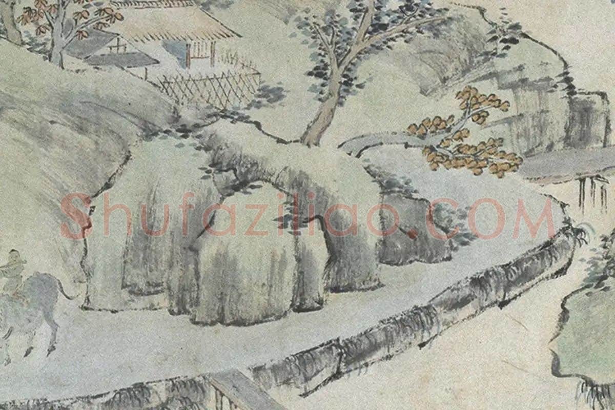 萧云从山水画长卷《秋山行旅图》局部细节 (13)