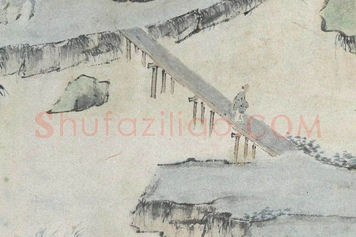 萧云从山水画长卷《秋山行旅图》局部细节 (14)