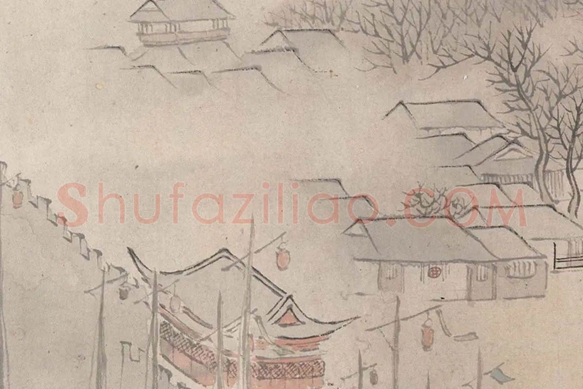 魏之克山水画长卷《金陵四季图》高清图局部细节 (1)