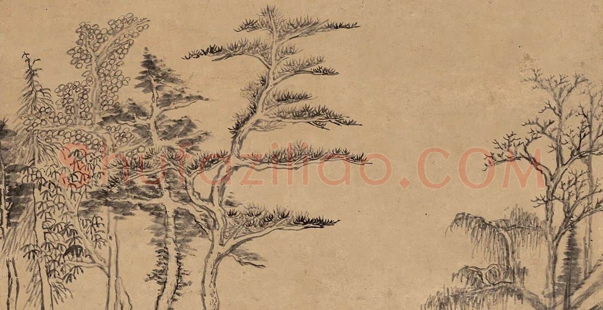 董其昌水墨山水《疏林远岫图》 (4)
