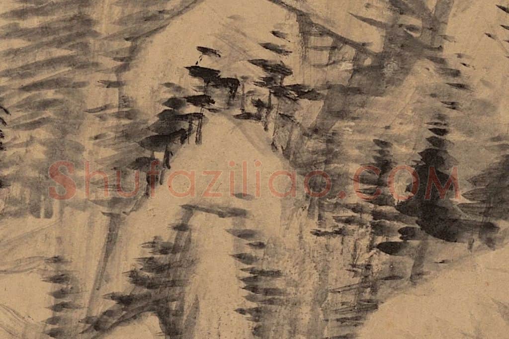 董其昌山水画《疏林远岫图》局部 (4)