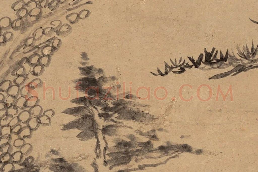 董其昌山水画《疏林远岫图》局部 (5)