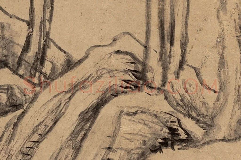 董其昌山水画《疏林远岫图》局部 (6)