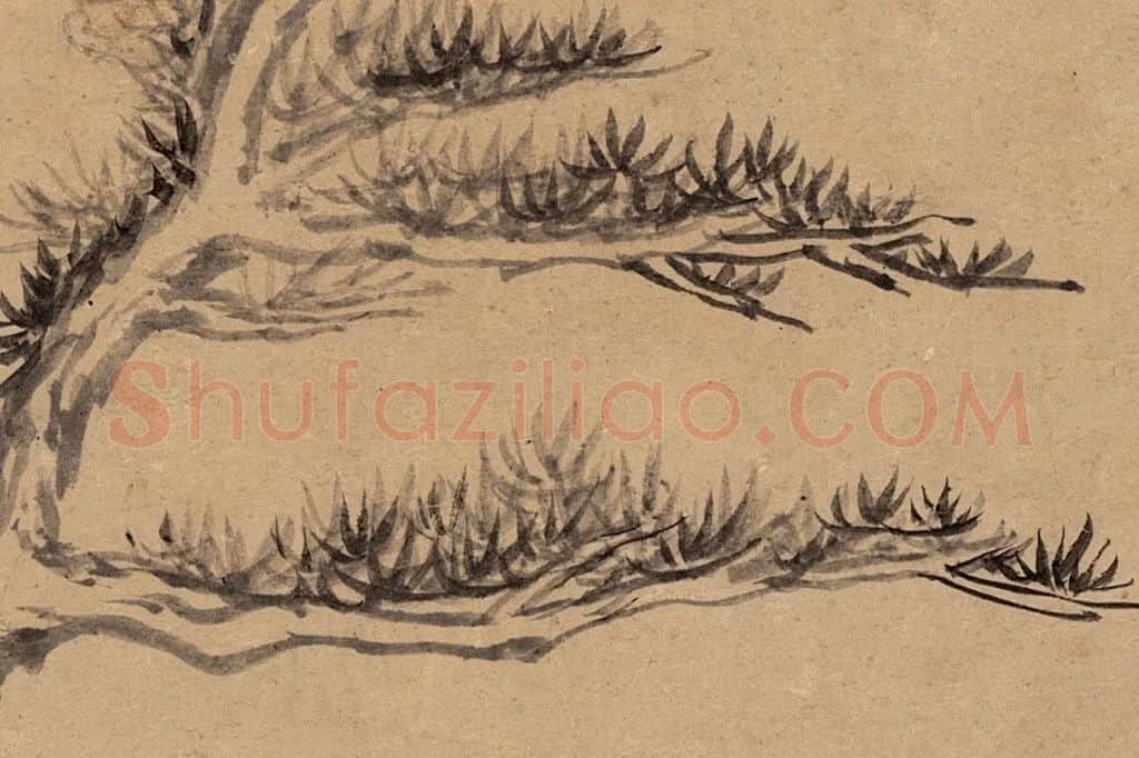 董其昌山水画《疏林远岫图》局部 (9)