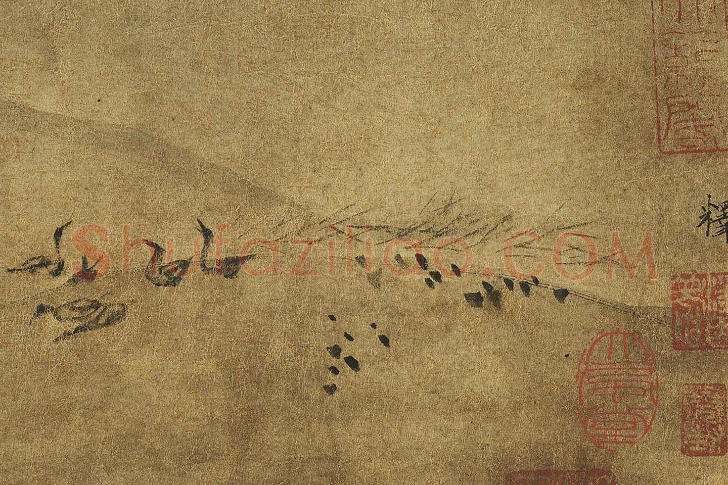 惠崇山水画《平沙落雁图》局部-(1)
