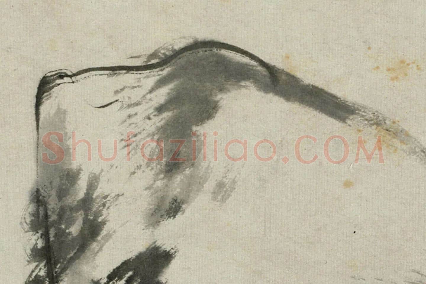 朱耷写意水墨画《雀石》局部 (3)