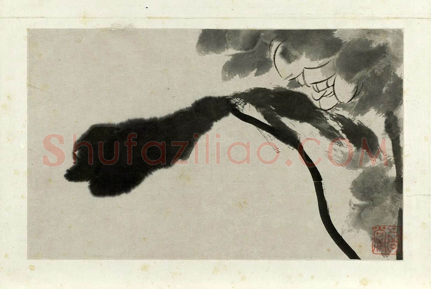 朱耷写意水墨画《荷花》