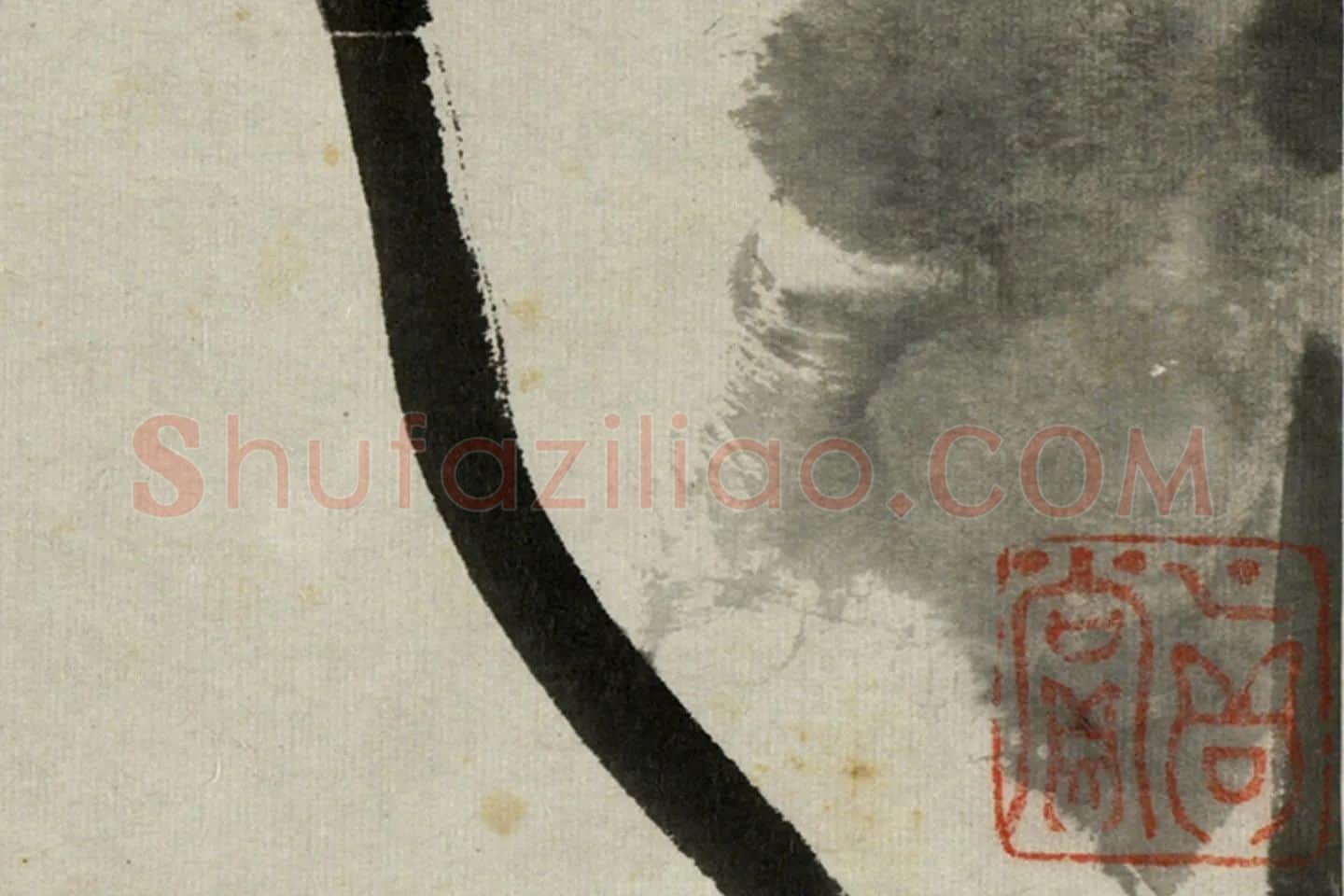 朱耷写意水墨画《荷花》局部 (2)