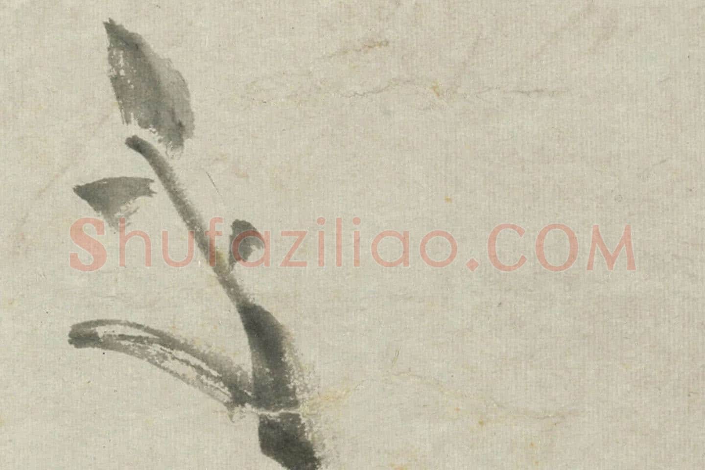 朱耷写意水墨画《枯木寒雀图》局部 (2)