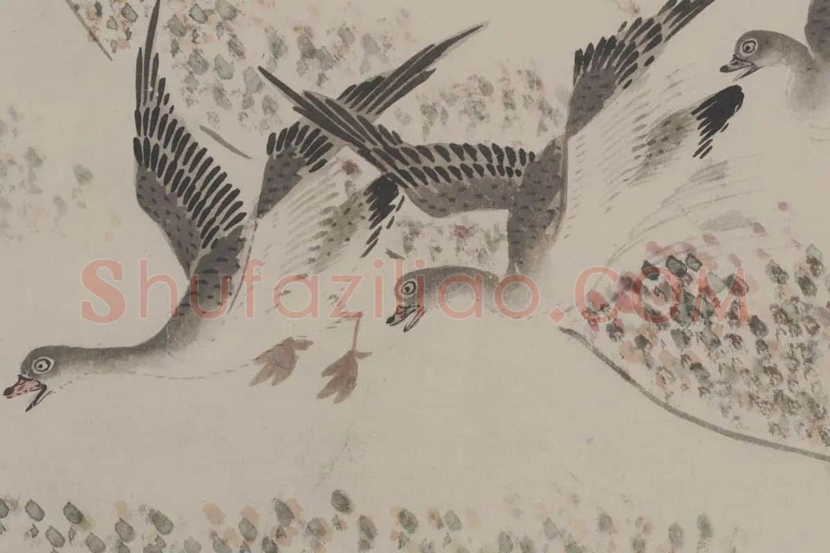 王守谦《千雁图》全卷高清大图局部细节 (8)
