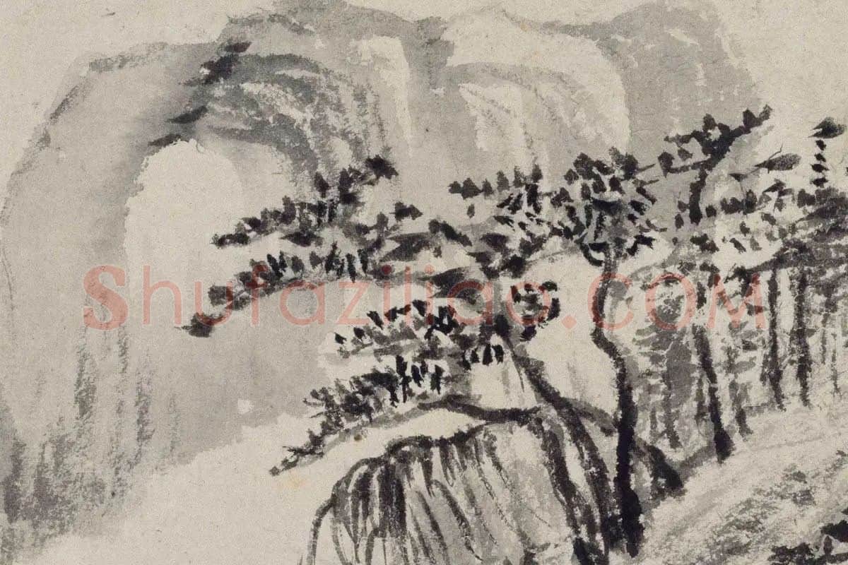 董其昌《水墨山水册》局部细节 (3)