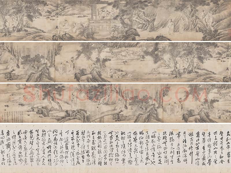 钱贡山水人物画《兰亭诗序图》卷