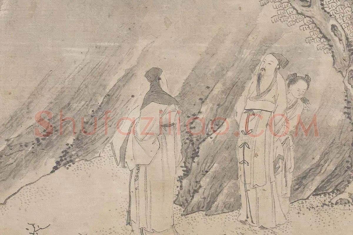 钱贡山水人物画书画合璧长卷《兰亭诗序图卷》局部 (2)