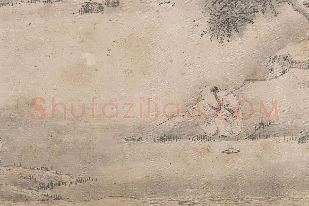 钱贡山水人物画书画合璧长卷《兰亭诗序图卷》局部 (6)