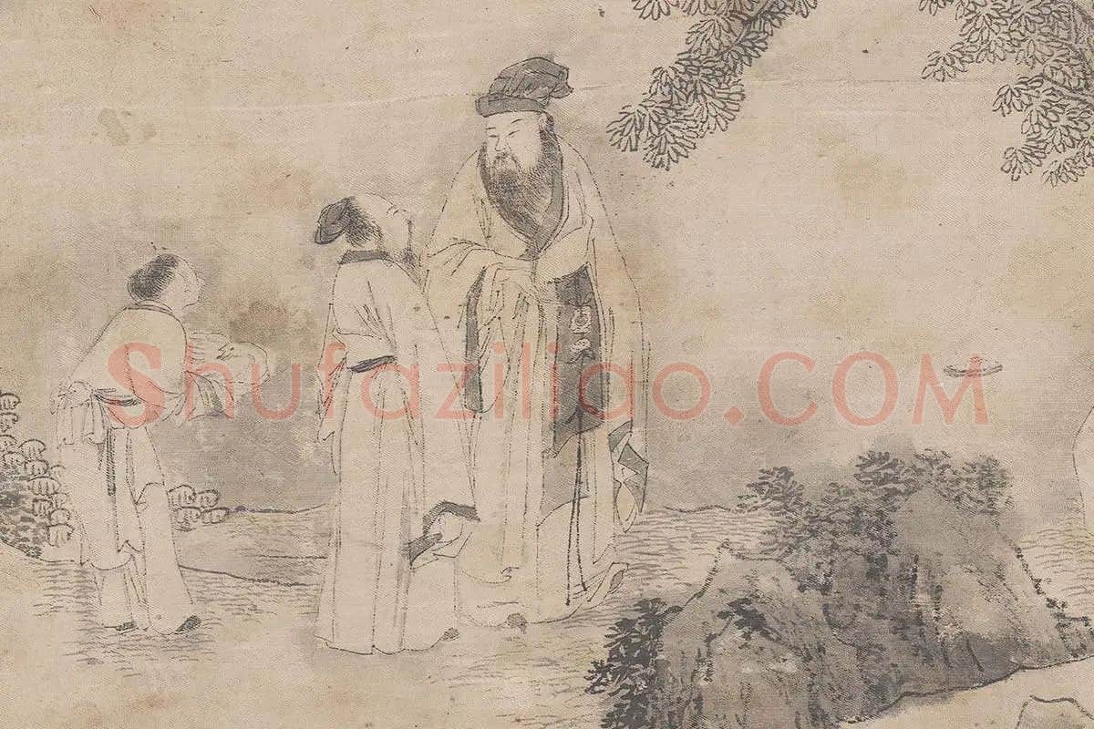 钱贡山水人物画书画合璧长卷《兰亭诗序图卷》局部 (8)