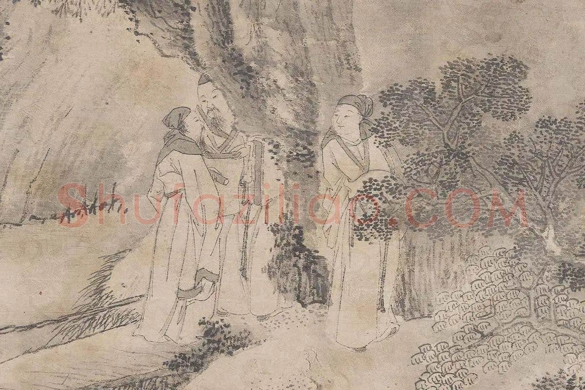 钱贡山水人物画书画合璧长卷《兰亭诗序图卷》局部 (9)