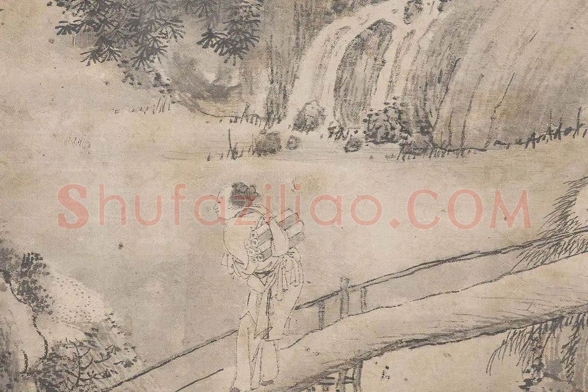 钱贡山水人物画书画合璧长卷《兰亭诗序图卷》局部 (10)