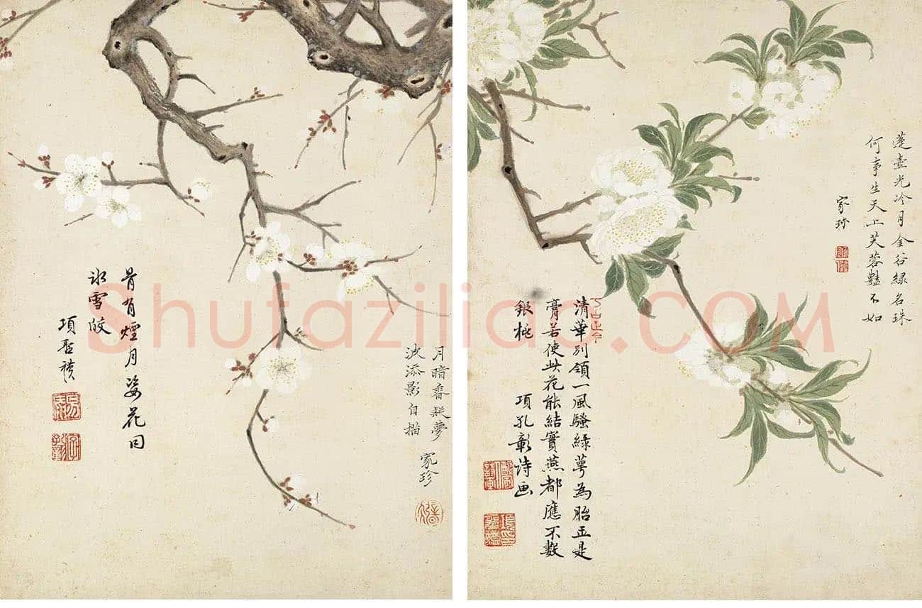 项圣谟《花卉十开》花鸟画高清册页_01