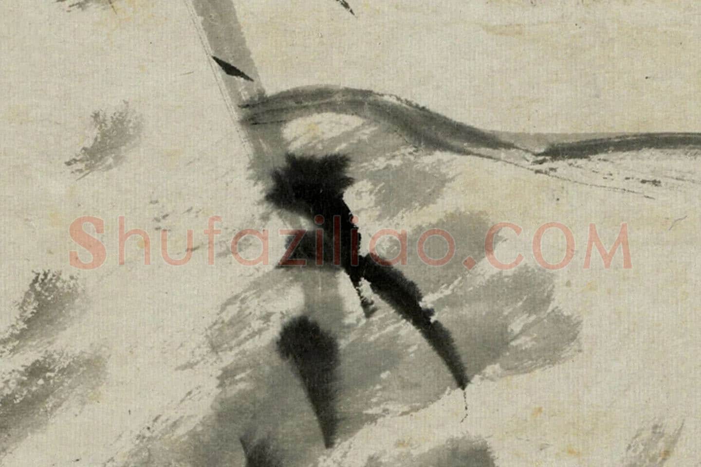 朱耷写意水墨画《芙蓉花》局部 (1)