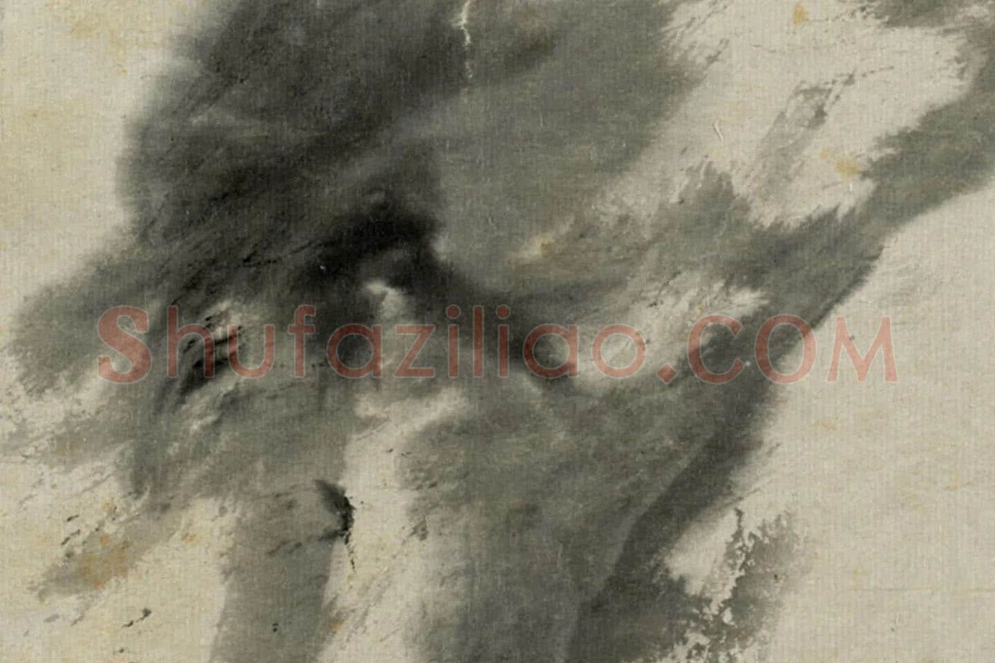 朱耷写意水墨画《芙蓉花》局部 (4)