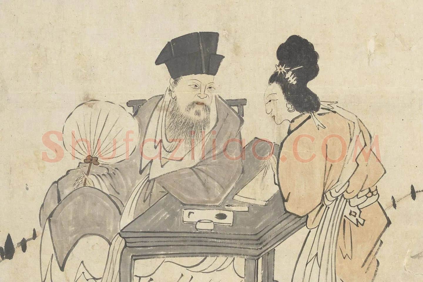 朱耷人物画《东坡朝云图》局部 (1)