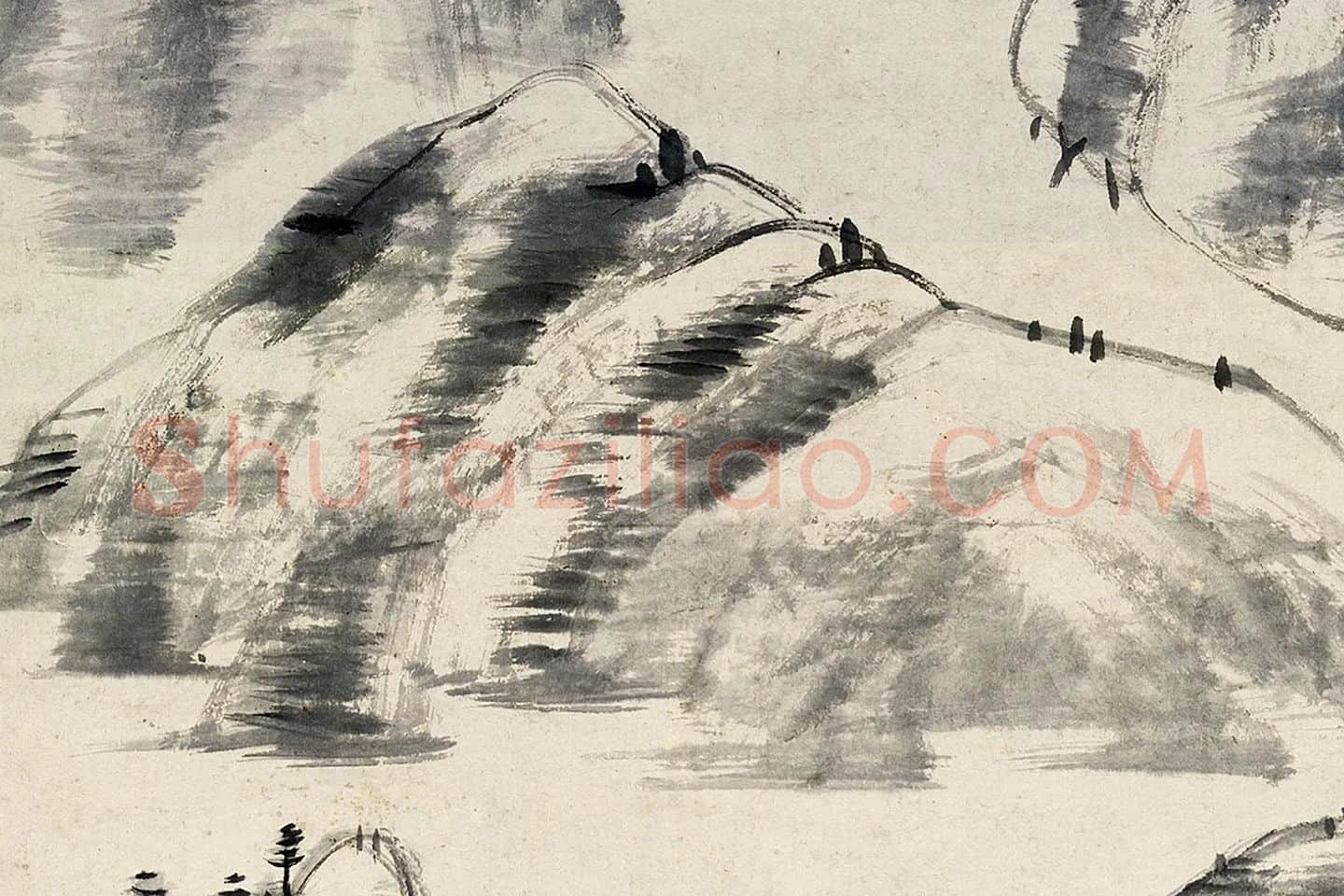 八大山人朱耷山水轴局部 (3)