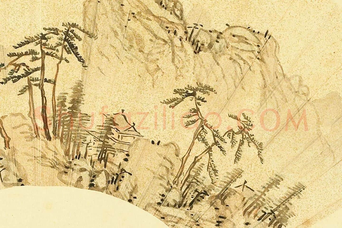 陈淳山水扇面页局部 (1)