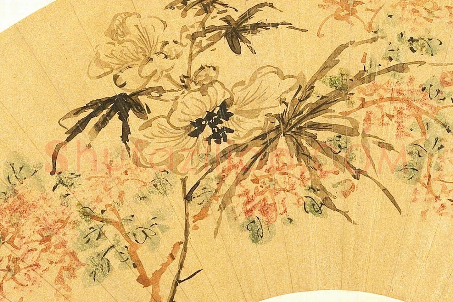 明陈淳花卉扇面局部 (1)