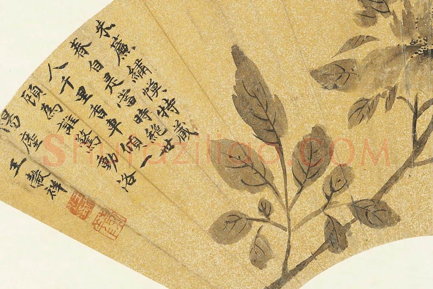 陈淳画牡丹扇面局部 (3)