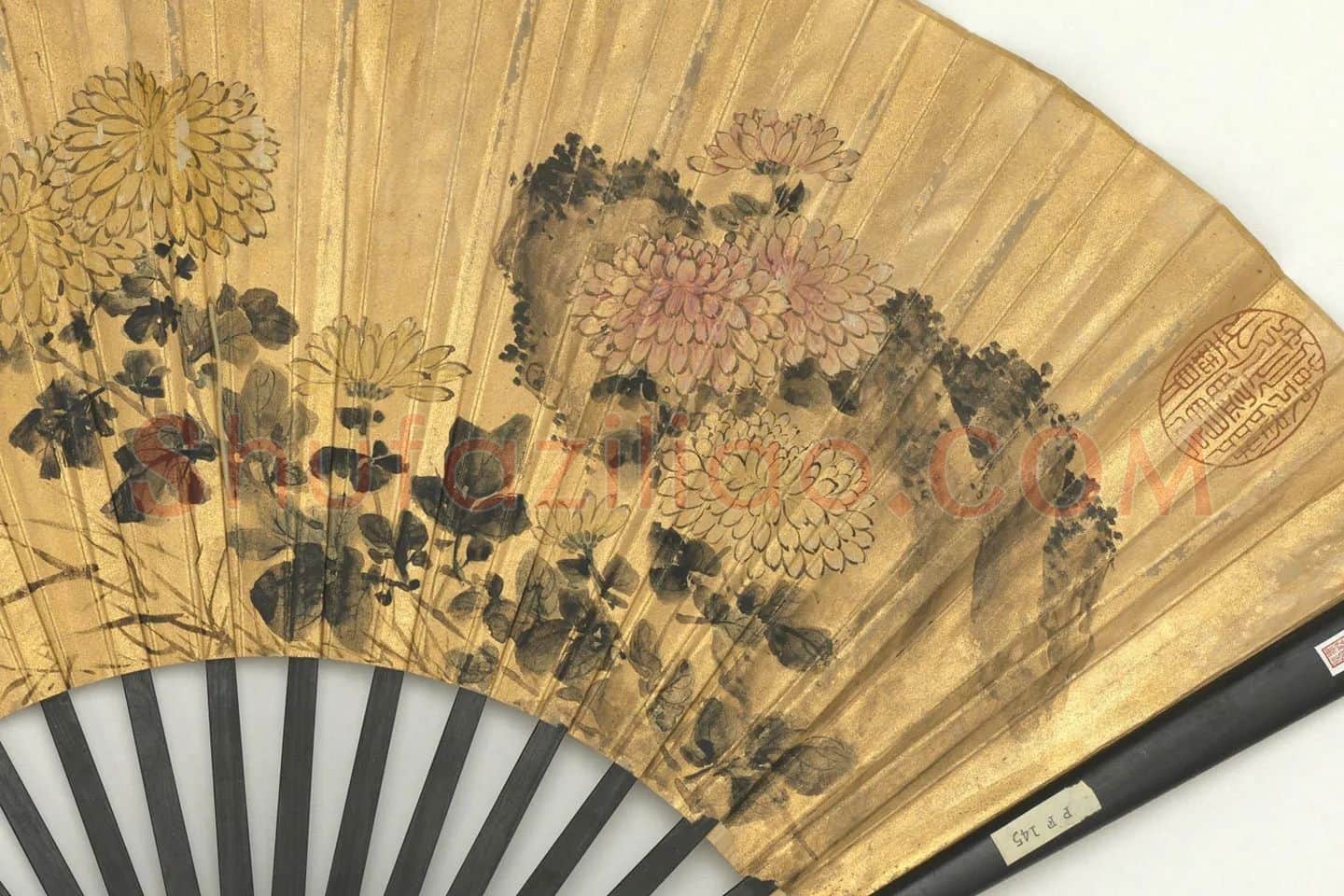 陈淳画菊花图成扇局部 (2)