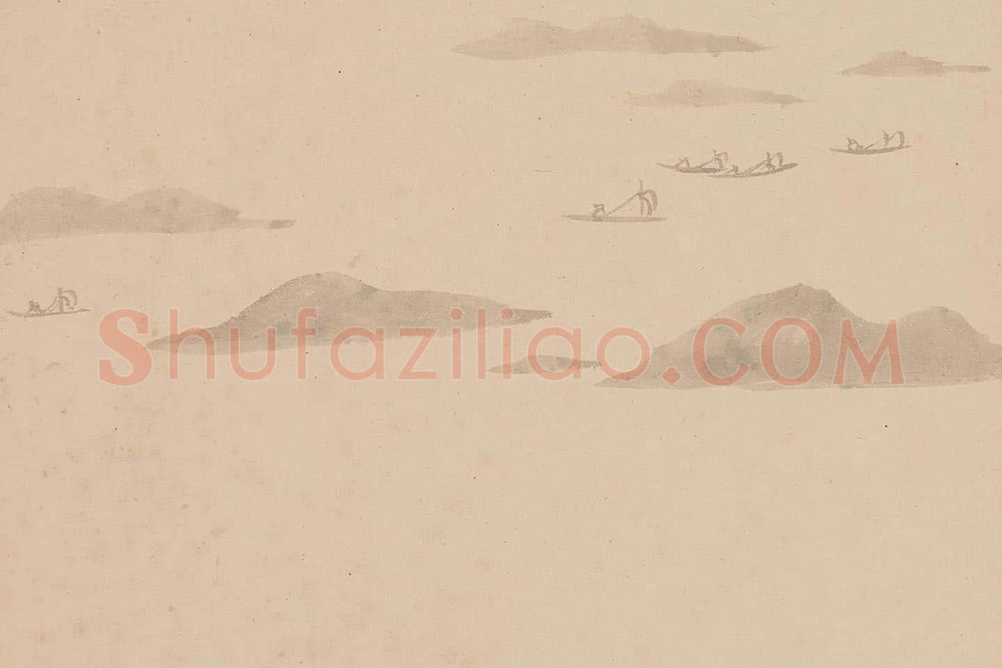 陈淳山水画《江帆远眺图》局部 (3)