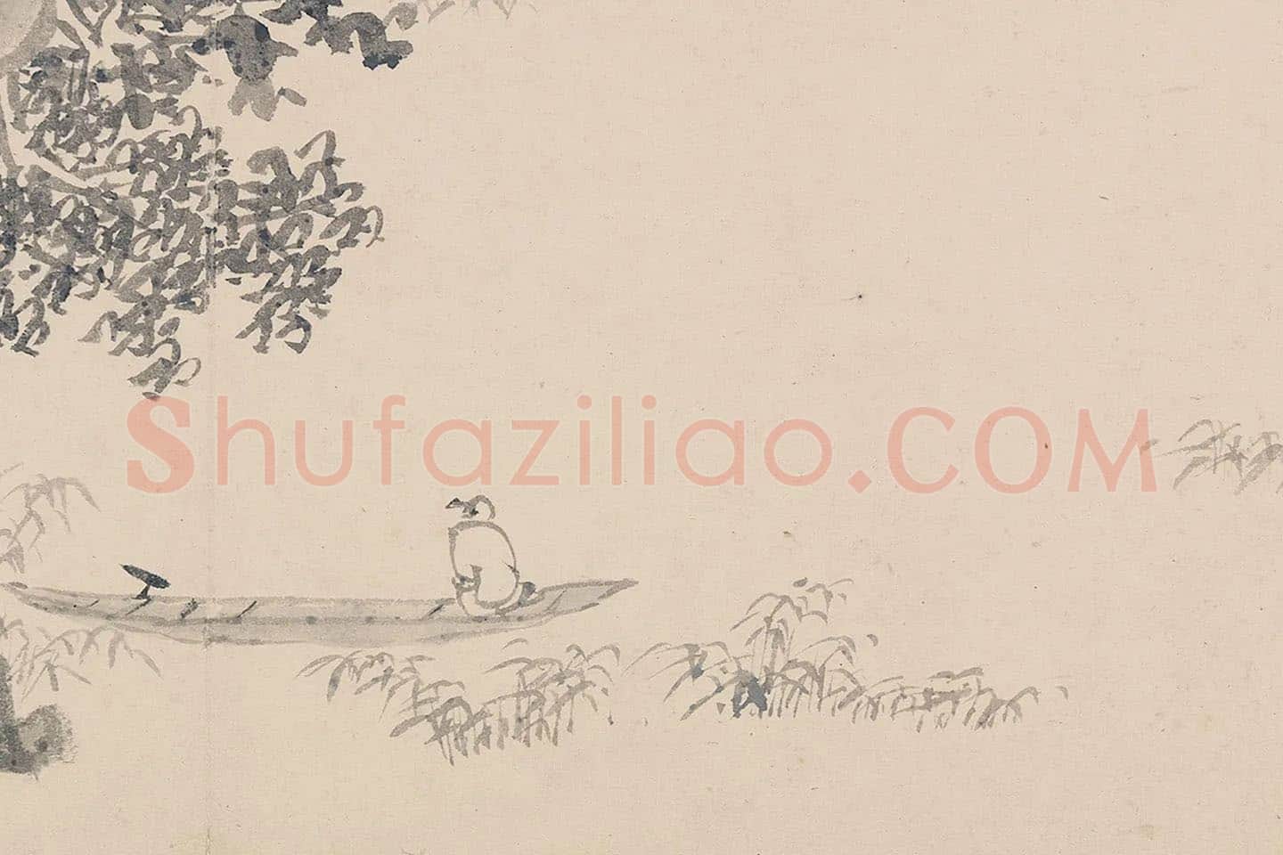 陈淳山水画《石壁舣舟图》局部 (1)