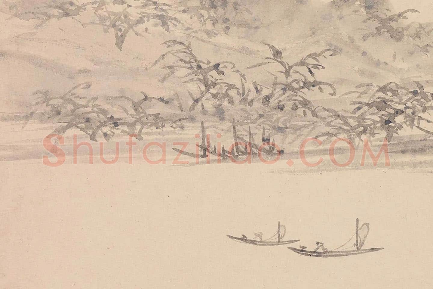 陈淳山水画《芦汀雨泛图》 (3)