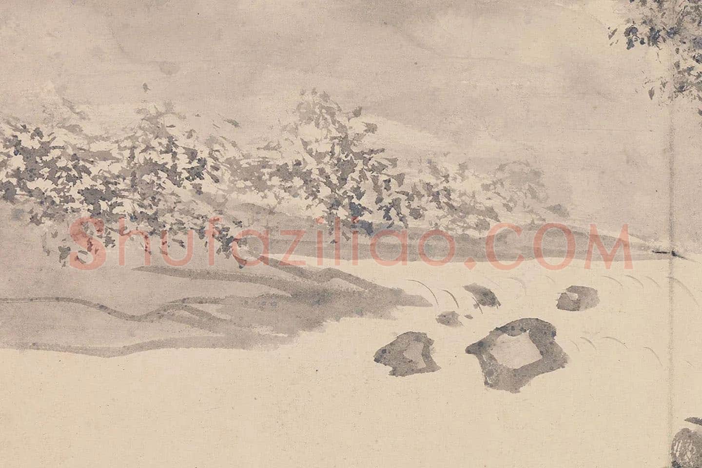 陈淳秋景山水画《乔木秋阴图》局部 (3)
