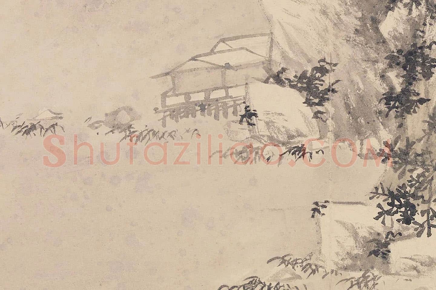 陈淳山水画《寒江钓雪图》局部 (2)