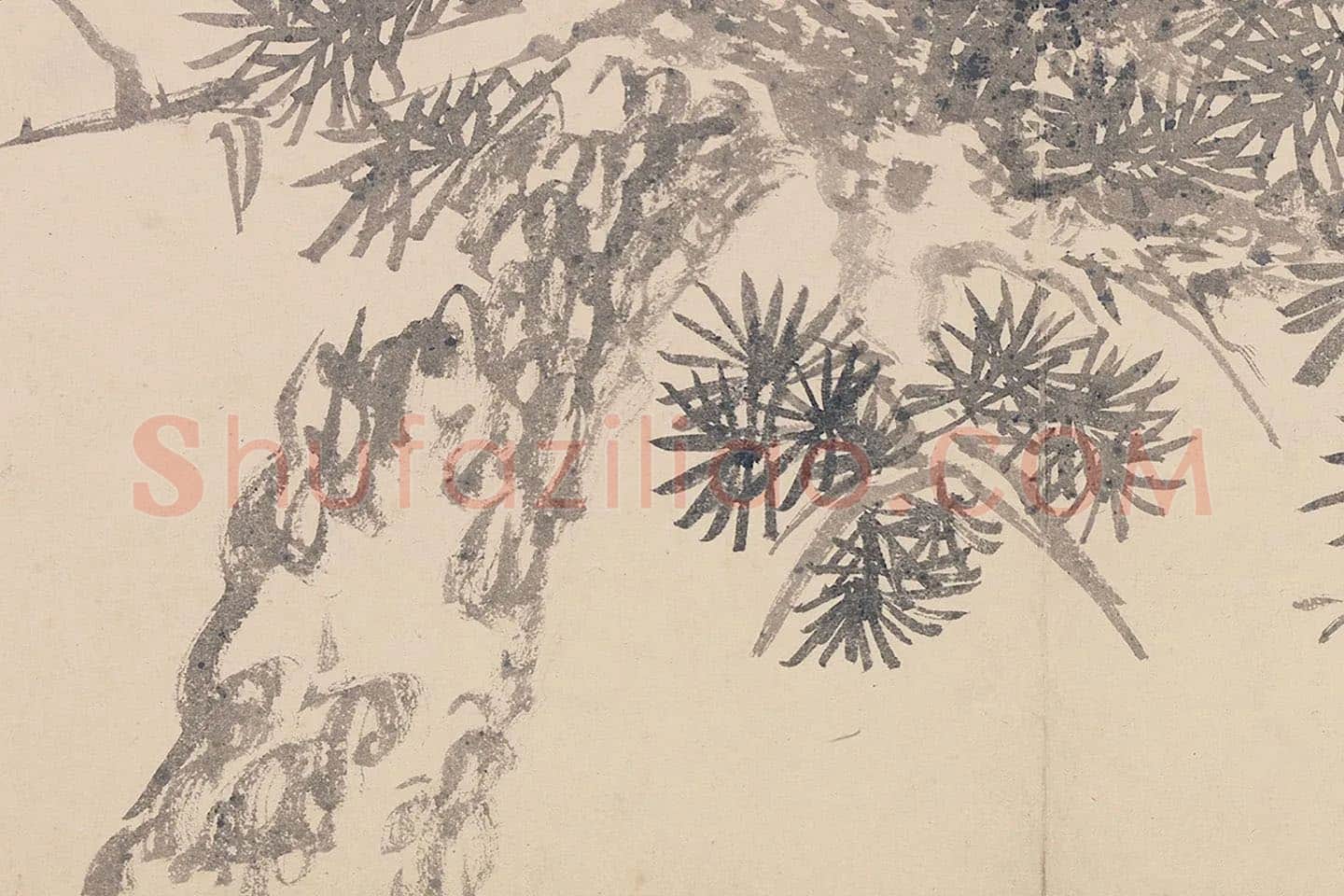 陈淳山水画《蟠松临涧图》局部 (3)